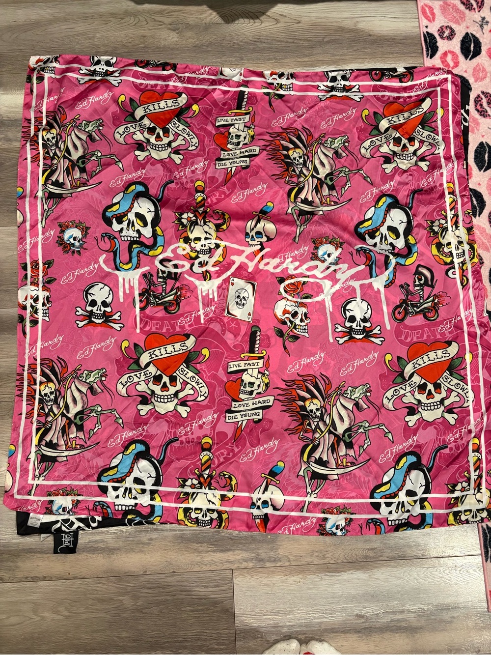 Ed Hardy Hot Pink Tattoo Motif Bandana Scarf